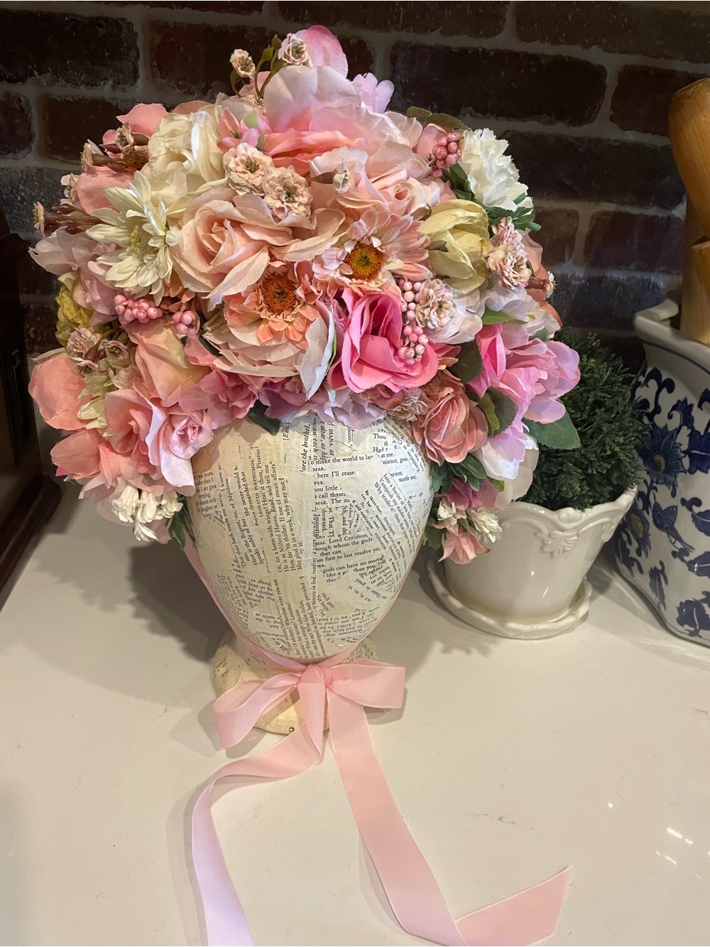 Handcrafted Pink Floral Bouquet Decorative head Arrangement for toddler